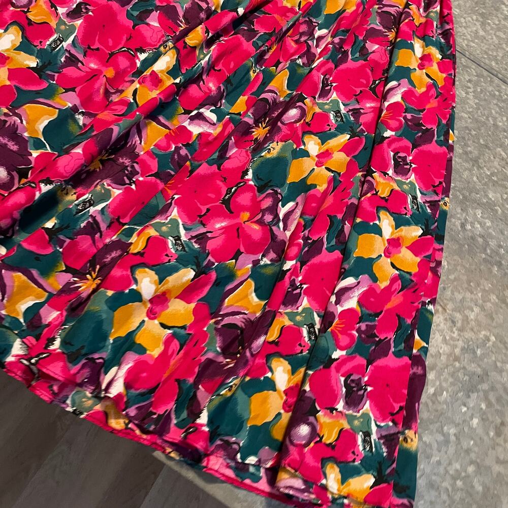 Vintage ED Michaels by Melanie Drucker 80s Retro Floral Belted Maxi Dress 5/6 - Picture 11 of 16